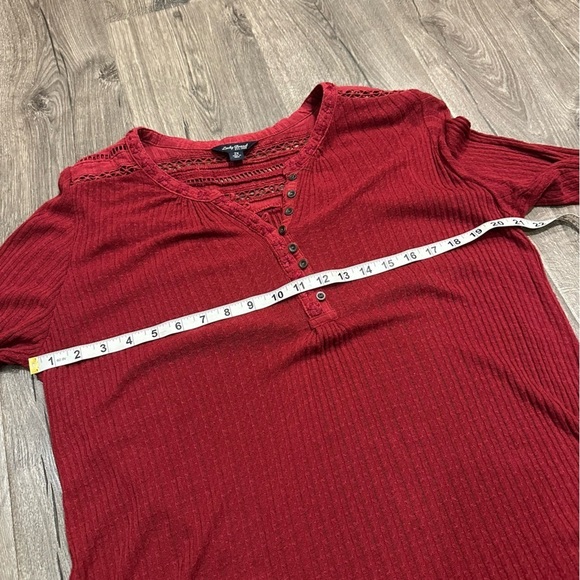 Lucky Brand Blouse Top Womens Plus 2X Boho Peasant Crochet Red Embroidered Linen - Picture 7 of 13